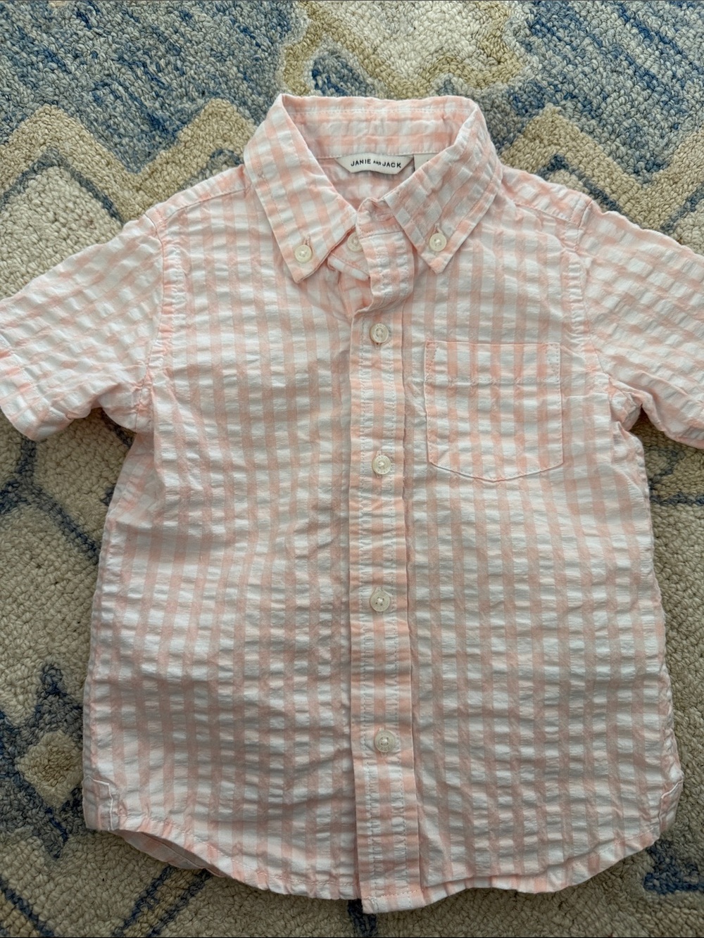 Janie and Jack Light Pink Seersucker Button-Down Shirt